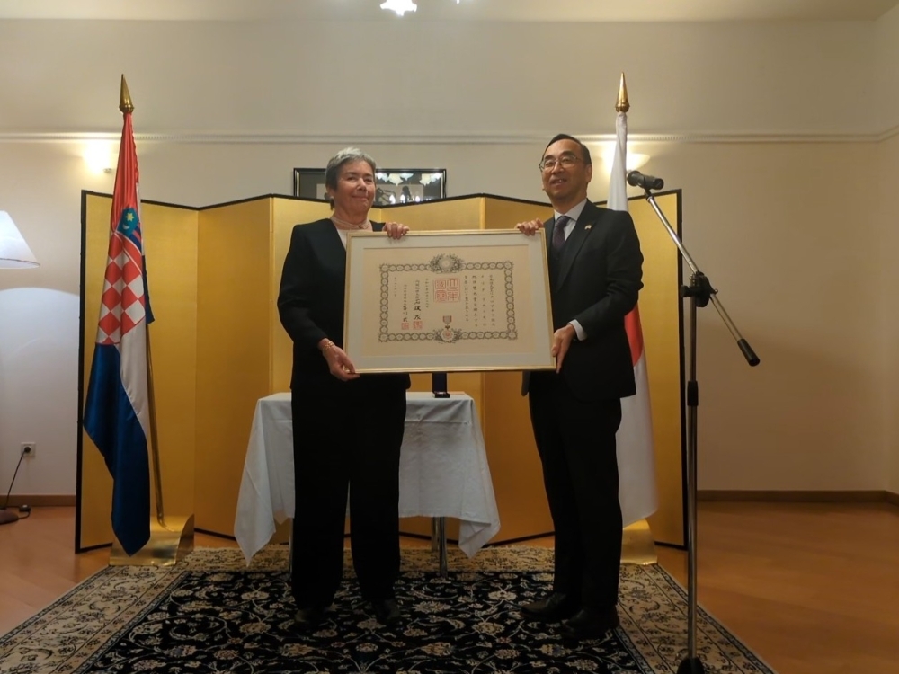 Decoration given by ambassador Wada